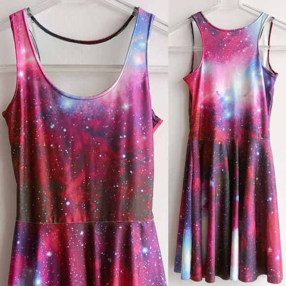 Galaxy Print Reversible Skater Dress Size XS EUC - Picture 3 of 6
